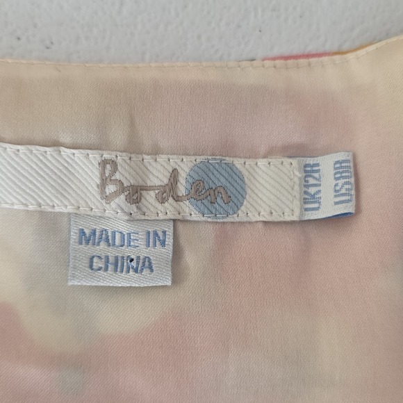 Boden Silk Floral Poppy Print Cap Sleeve Pleated Shift Dress Pink Yellow US 8 - Picture 8 of 9